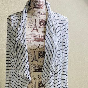 Knock Rose Black & White Striped Open Cardigan